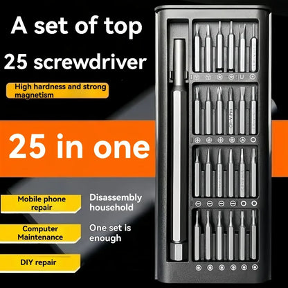 25 in 1 Mini Screwdriver Set, Flat Head and Cross Shaped Small Screwdrivers, Suitable for Electronic Products