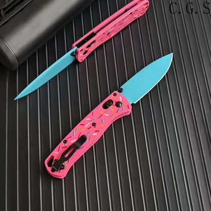 BM 535 Bugout Donut Pink Aluminum Bearing Folding Knife Multifunctional Portable Outdoor Camping Hunting Fishing EDC Tools