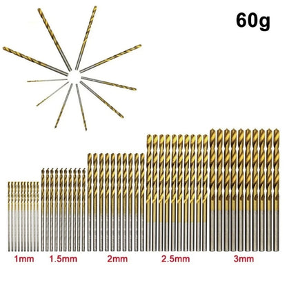 50Pcs Professional Titanium Coated Drill Bits High Speed Steel Drill Bits Set Tool Electric Drill Woodwork Drill 1/1.5/2/2.5/3mm