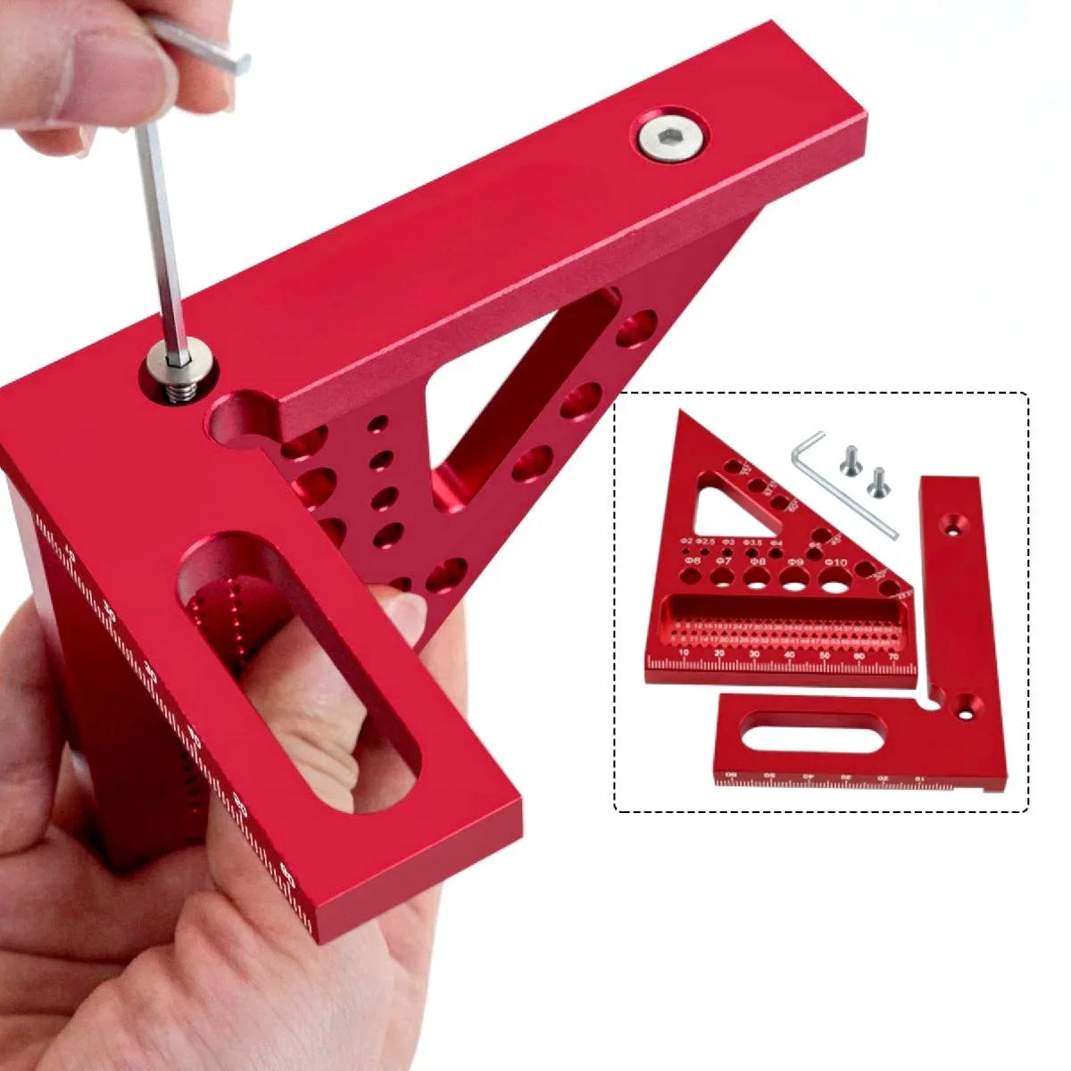Carpenter Square - Multi-angle Set Square Precision T-square Aluminum Scribing Ruler for Woodworking, Construction and Engineers