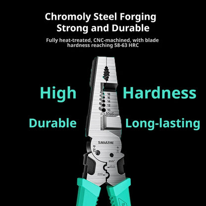 SAMZHE Multifunctional Pliers Wire Stripper Chrome Vanadium Steel Industrial Grade Wire Pliers Hardware Manual Tools