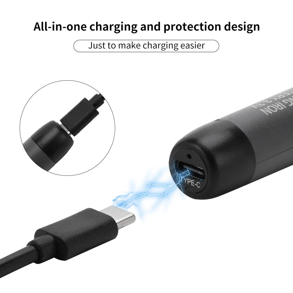 USB Soldering Iron Mini Small Soldering Iron Set Portable Household Type-C Interface 600mAh Battery Adjustable Temperature