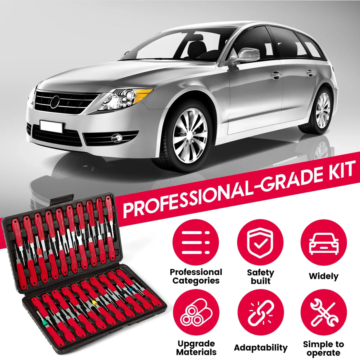 41PCS Electrical Pin Terminal Removal Tools Car Depinning Tool with Plastic Case for Connector Terminal Pin Removal Tool Kit