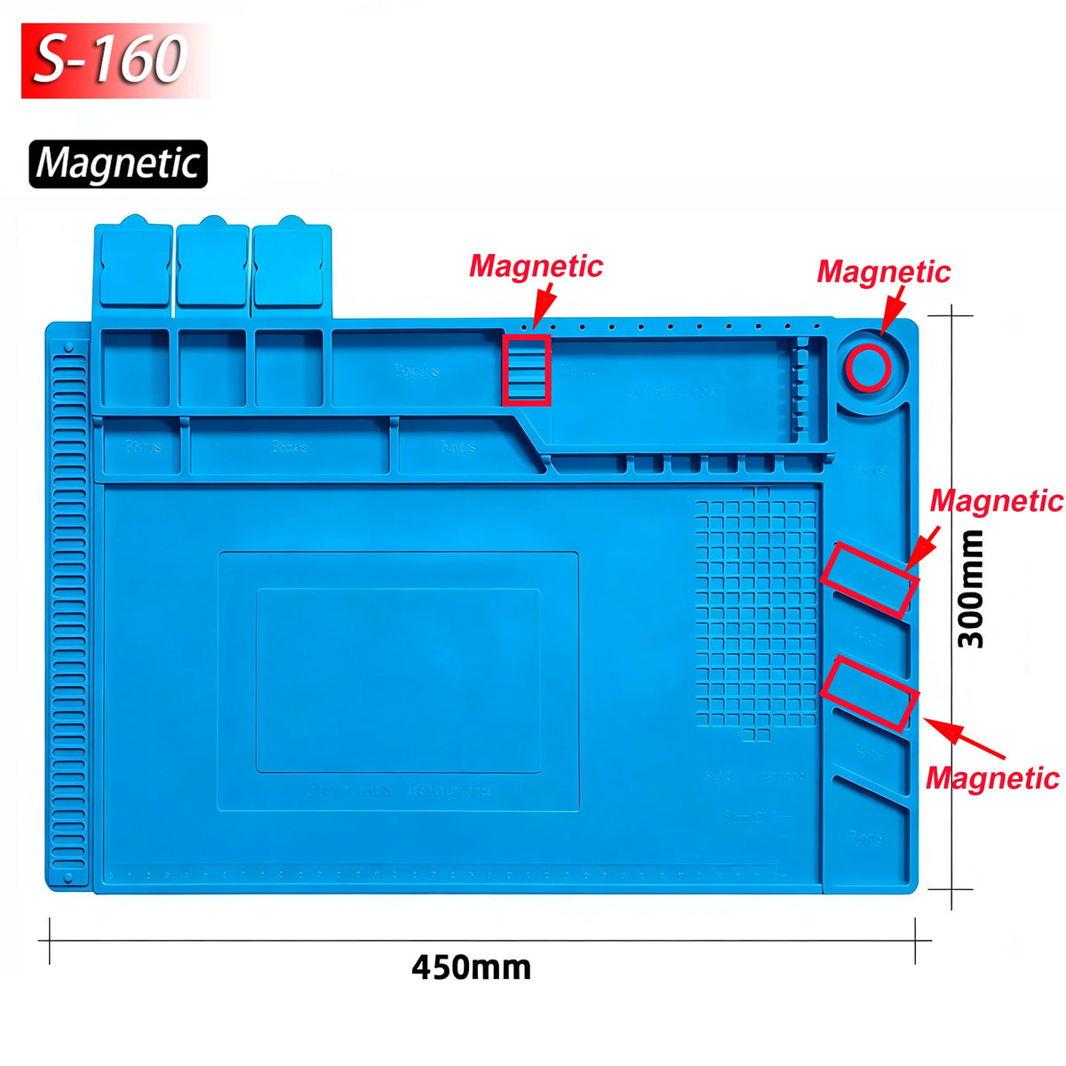 Magnetic Mat Silicone Repair Mat Circuit Board Soldering Pad Heat Resistant 932°F Anti-Static for ESD Iron Phone Repair