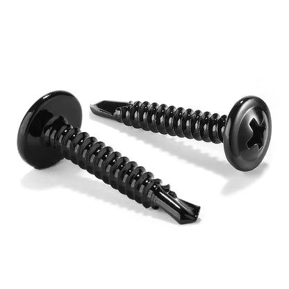 100/300-Pack Black Self-Drilling TEK Screws 410 SS 8.8 Grade Phillips Head 13-25mm Rust-Resistant for Metal/Wood/Plastic DIY Rep