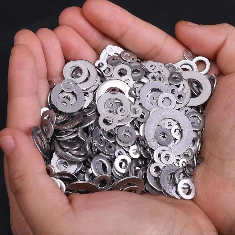 684/180PCS Stainless Steel Screw Washers Multi-function Plain Washer Gaskets Assortment Kit Sturdy Hardware Metal Washers M2-M12