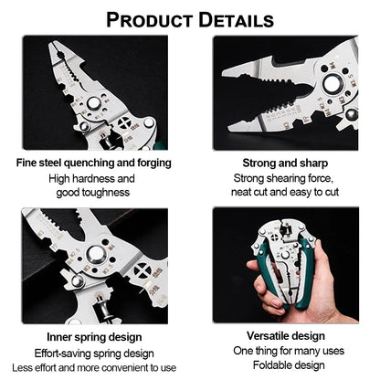 Foldable wire stripper, pulley design multi-function electrician wire splitter wire winding pliers crimping pliers hand tool