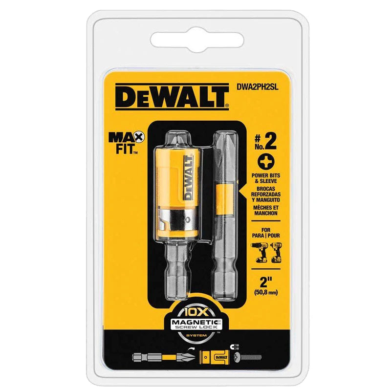 DEWALT Original DWA2PH2SL MAXFIT 2'' PH2 Impact Driver Bit Sleeve Set Portable Carpentry Power Tool Accessories