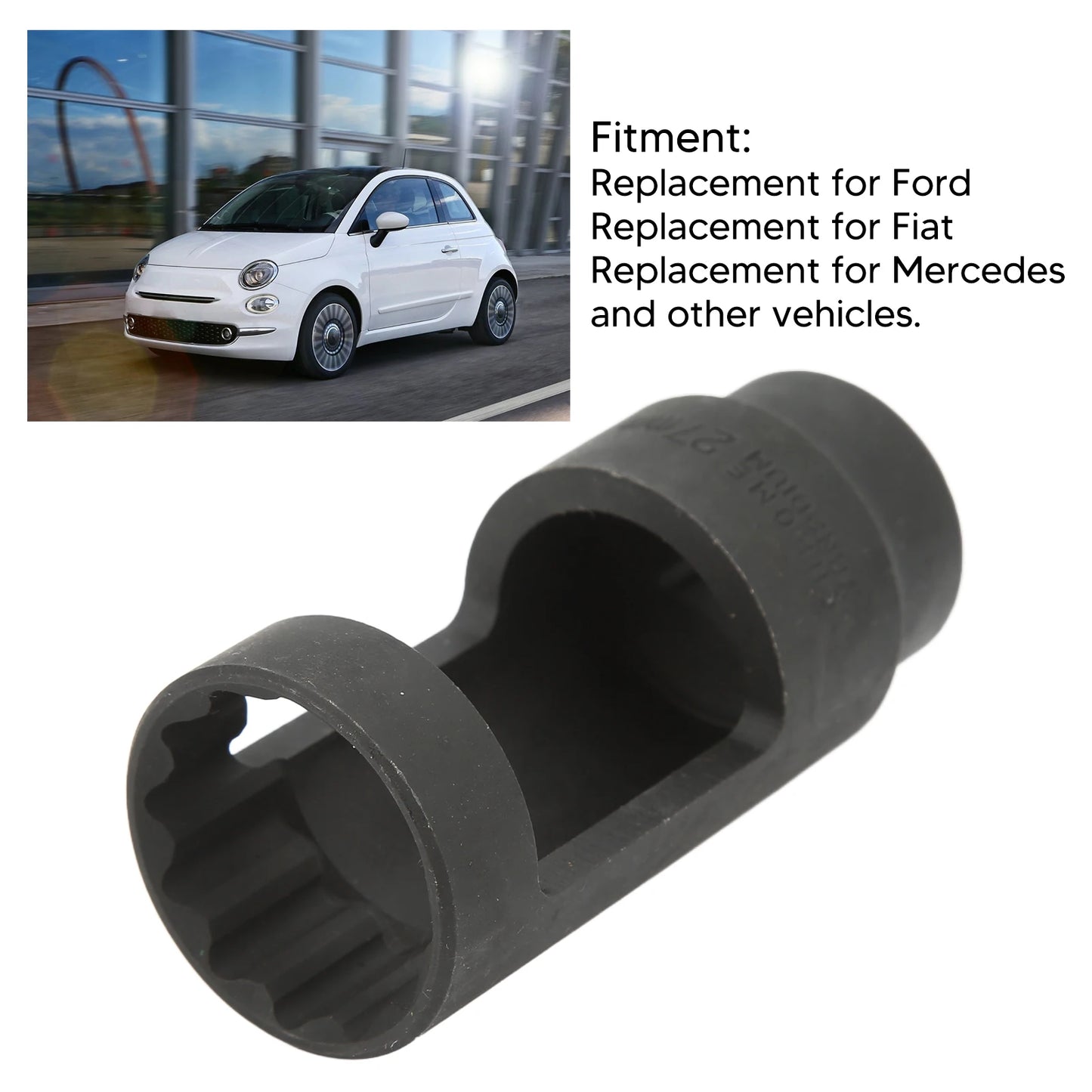 Injector Socket 1/2in Drive 27mm 12 Point Chrome Vanadium Steel  for Cars  Injection Remover Tool