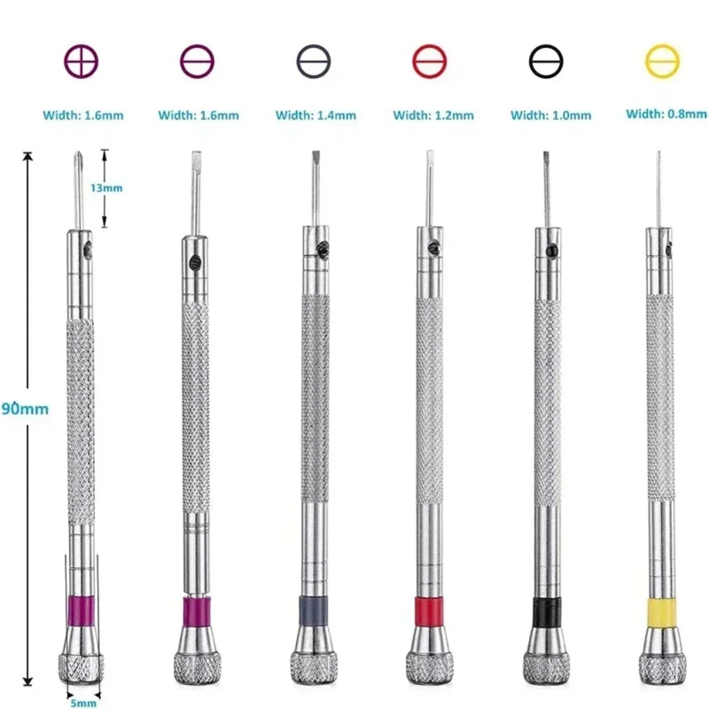 0.8-1.6mm Steel Screwdriver for Watch Repairing Portable Watch Tools Band Removal with Mini Link Pins Watchmaker Tools