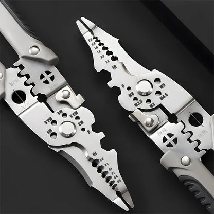 Multifunction Industrial Wire Stripper Cutter Crimper Heavy Duty Stainless Steel Electrical Pliers with Ergonomic Comfort Grip+