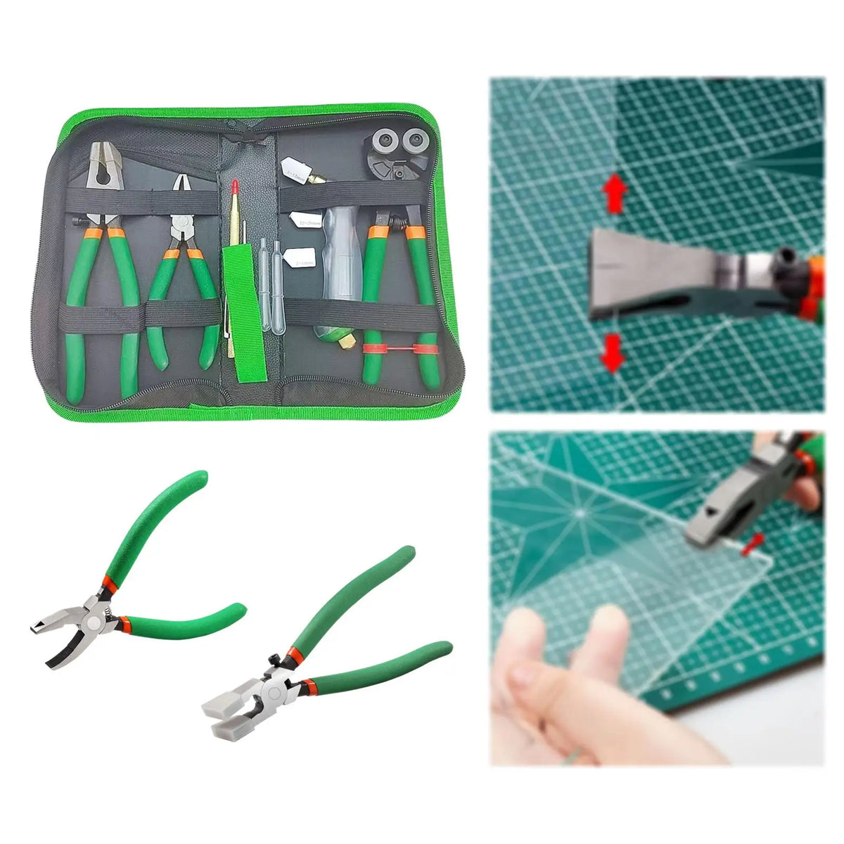 Glass Cutter Tool Glass Running Breaking Pliers Multipurpose Portable Trimming Breaker for Hardware Install Mosaics Fused Key