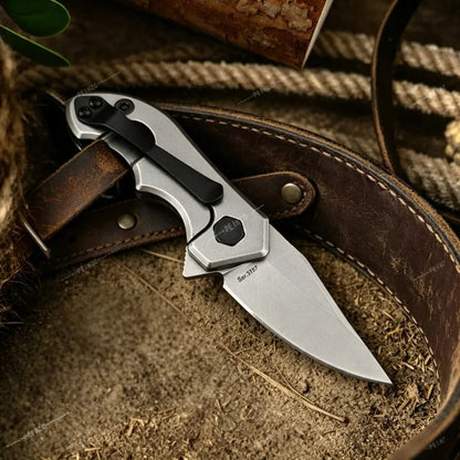 0022 Mini Folding Knife Carbon Fiber Handle & 8CR13 Steel Blade Outdoor Camping Hiking Cutting Tool Fishing Knife Gift for Men