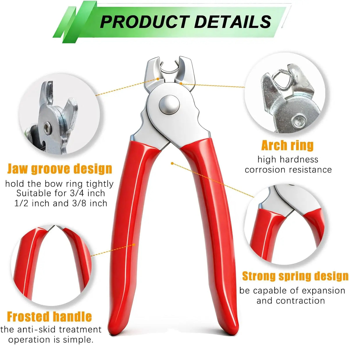 Hog Ring Pliers Kit with Galvanized Rings for Animal Pet Cages Furniture Ropes Bagging Auto Upholstery DIY Repair Tool