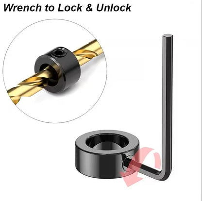 Steel Drill Stop Collar Kit - Metric Adjustable Depth Limiter Rings for Woodworking | Shaft Positioner & Hole Guide Accessories