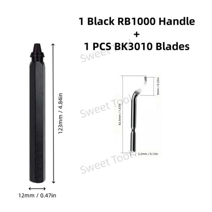 Deburring Tool Metal Handle with 1/10/11 Swivel Blades Burr Removal Reamer Tool for Plastic Metal Copper PVC Resin 3D Printing