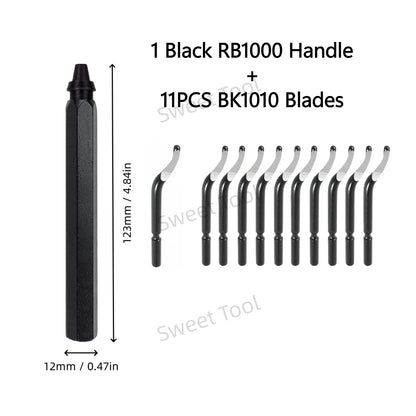 Deburring Tool Metal Handle with 1/10/11 Swivel Blades Burr Removal Reamer Tool for Plastic Metal Copper PVC Resin 3D Printing
