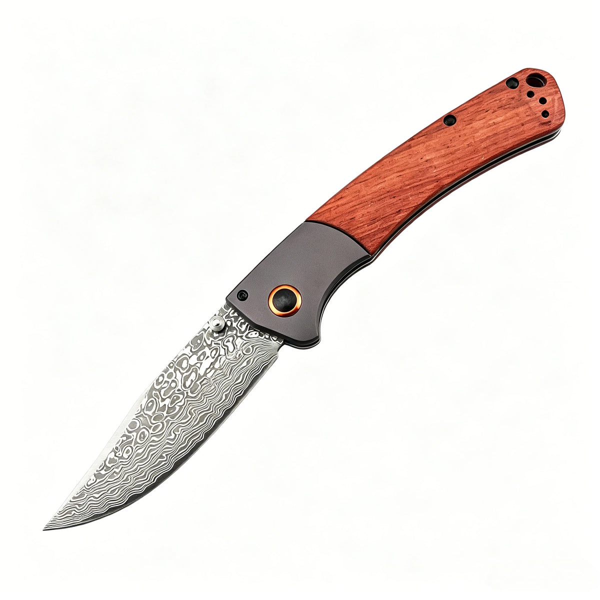 15080 Folding Knife Damascus Steel Blade Portable Pocket Knife Outdoor Camping Fishing Wild Exploration Practical Fruit Knife