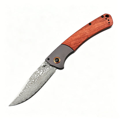 15080 Folding Knife Damascus Steel Blade Portable Pocket Knife Outdoor Camping Fishing Wild Exploration Practical Fruit Knife