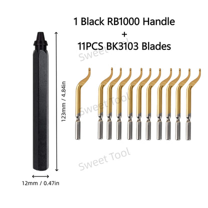 Deburring Tool Metal Handle with 1/10/11 Swivel Blades Burr Removal Reamer Tool for Plastic Metal Copper PVC Resin 3D Printing