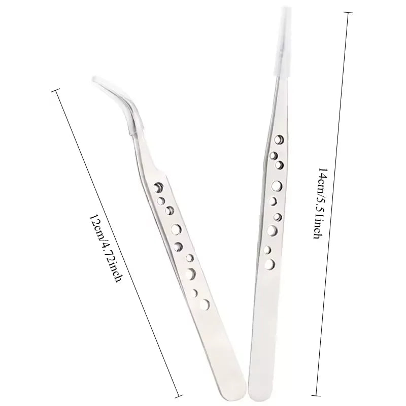 Industrial Tweezers Precision Anti-static Magnetic Soldering Stainless Steel Curved Tip Tweezers CPU IC Repair Clips Hand Tool