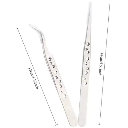Industrial Tweezers Precision Anti-static Magnetic Soldering Stainless Steel Curved Tip Tweezers CPU IC Repair Clips Hand Tool
