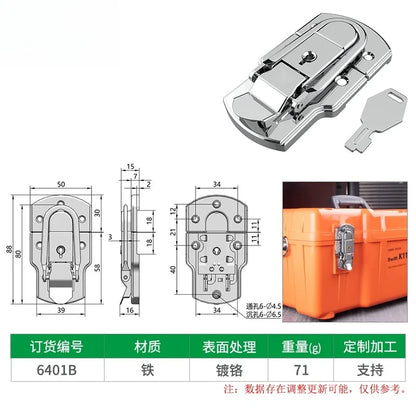 Box snap, nickel-plated iron lock snap, bag fastener, hook, wooden box and toolbox lock, fixed lock, hardware accessory