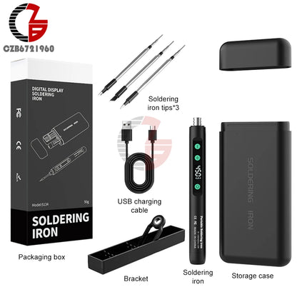 DC 5V Mini USB Type-C Soldering Iron Set Digital Electric Soldering Iron Adjustable Temperature DIY Heating Repair Welding Tool