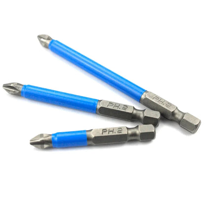 7pcs 1/4" Hex Shank Fits Magnetic PH2 Long Reach Electric ARC Screwdriver Bits Exactness Single Phillips Cross Head Tool