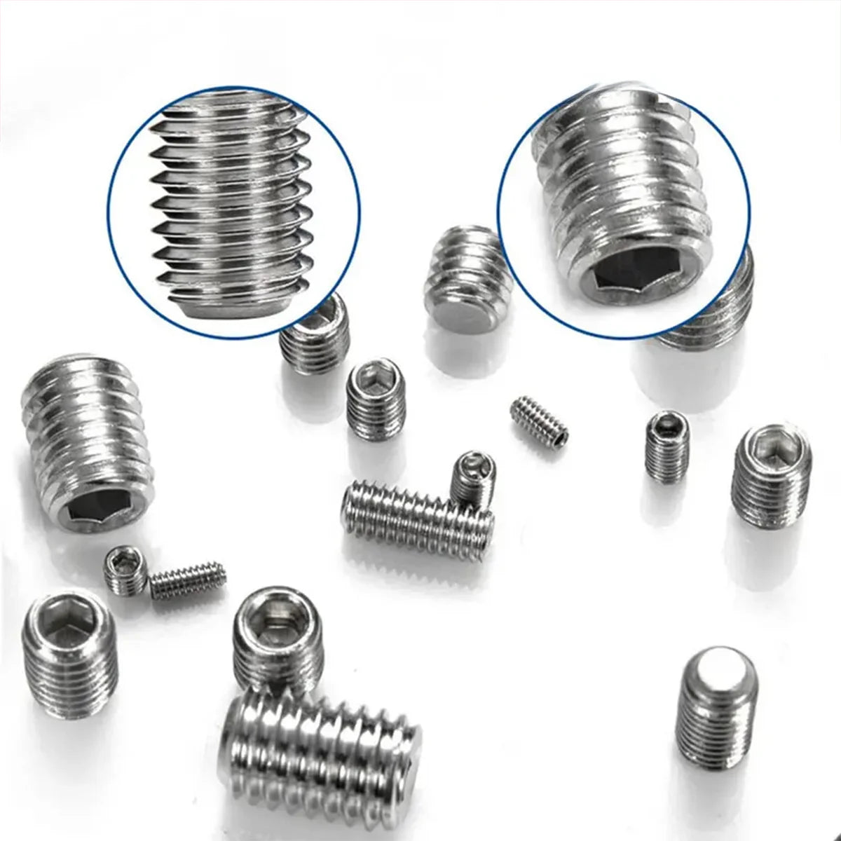 360-piece stainless steel headless hex socket screw set - M3/M4/M5/M6/M8 hex socket screws, num screws, machine screws