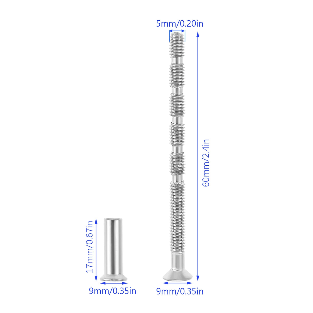 10 Sets 5mm Lock Rounded Head Iron Screw Door Handle Lever Bolt Connector Fixing Cutting Slot Hinge Screw for Door Lock Fixing