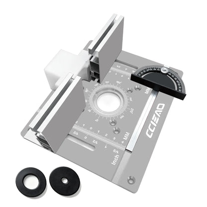 Router Insert Plate Full Kit Aluminum Router Table Base Miter Gauge Sliding Hardware Dual Scale Benchtop Wood Router Woodworking