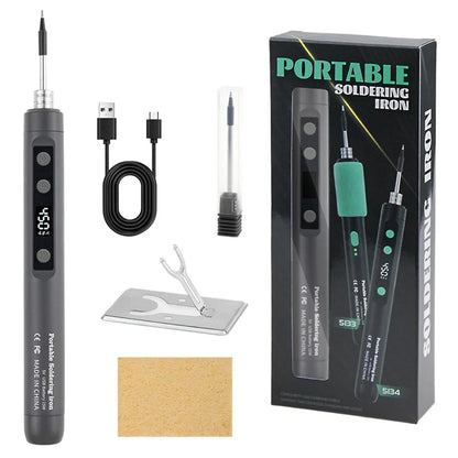 5V/15W Digital Display Soldering Iron Welding Repair Tool Cordless USB Soldering Iron Adjustable Temperature Speed Heating
