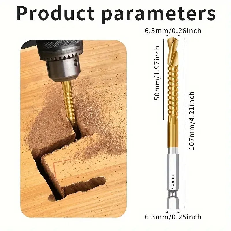 6pcs Set of Serrated Hexagonal Handle Twist Drill Bit Set Wooden Board Expansion Groove Serrated High-Speed Steel Alloy Bits
