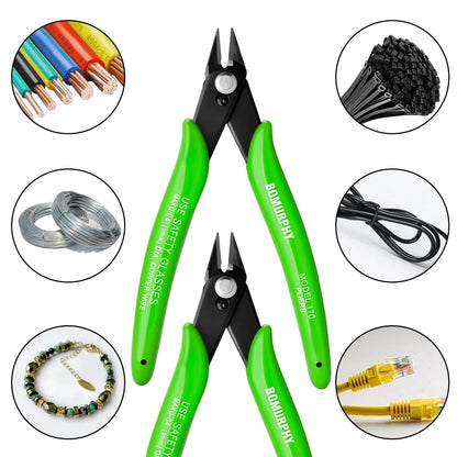 170 Diagonal Cutters Green Handle Mini Wire Cutting Pliers for Hand Tools DIY