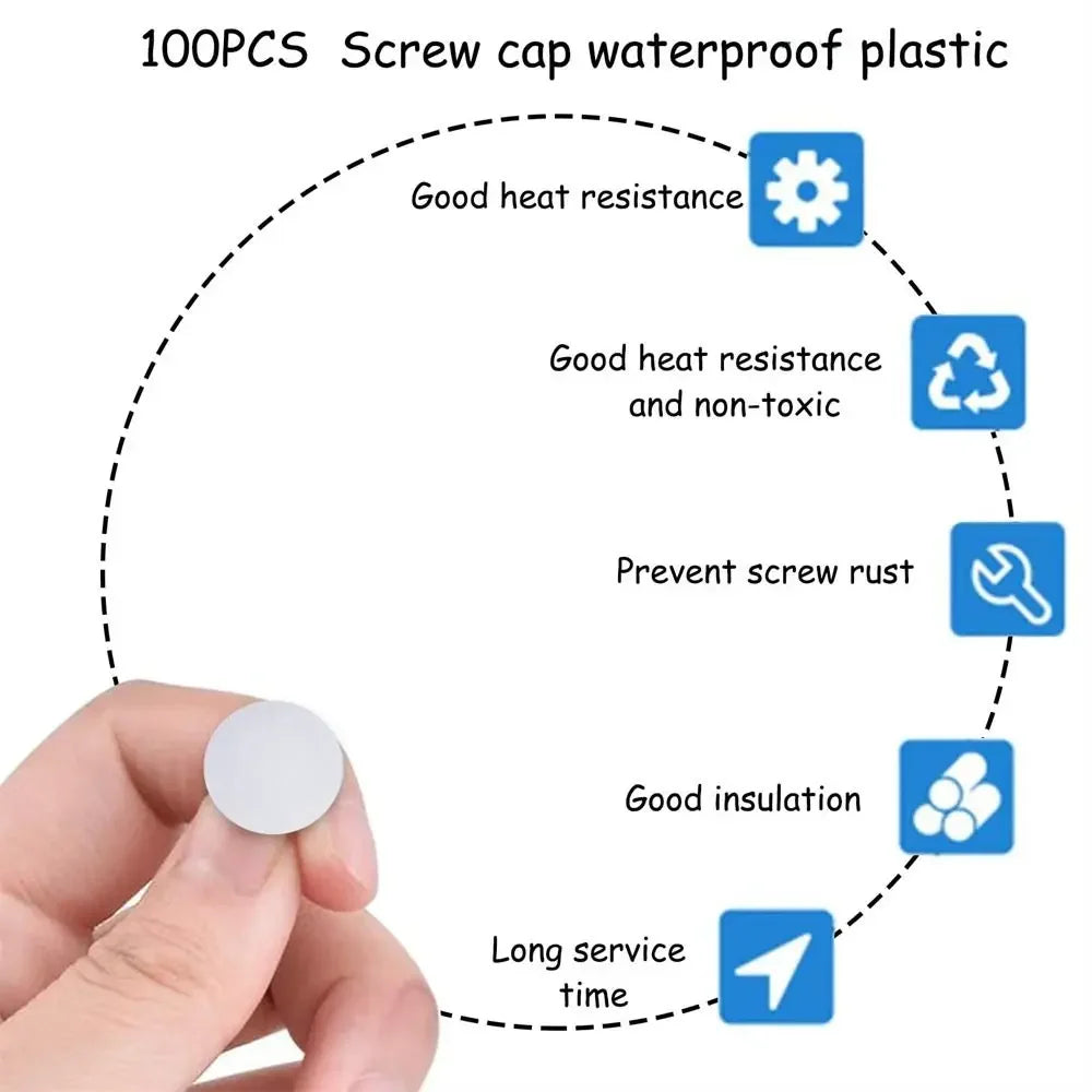 100 Pcs/bag Plastic Nuts Bolts Covers Exterior Protective Caps Practical Self-tapping Screws Decor Cover Furniture Hardware