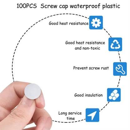 100 Pcs/bag Plastic Nuts Bolts Covers Exterior Protective Caps Practical Self-tapping Screws Decor Cover Furniture Hardware