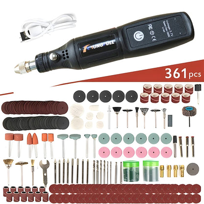 TUNGFULL Cordless Mini Rotary Tool Kit USB Rechargeable Grinder Pen Set For DIY Polishing Drilling Carving Craft Work