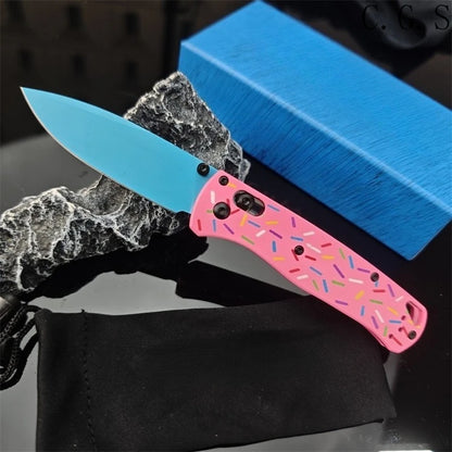 BM Bugout 535 Donut Pink Handle Manual Open Pocket Folding Knives EDC Outdoor Camping Hunting Multifunctional Hand Tools
