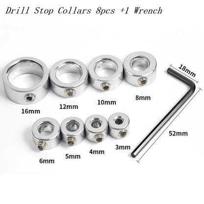 Steel Drill Stop Collar Kit - Metric Adjustable Depth Limiter Rings for Woodworking | Shaft Positioner & Hole Guide Accessories