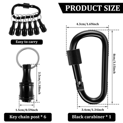 Bit Holder With Carabiner 1/4"Hex Shank Alloy Screwdriver Bits Holder Quick-change Extension Bar Keychain Drill Screw Adapter
