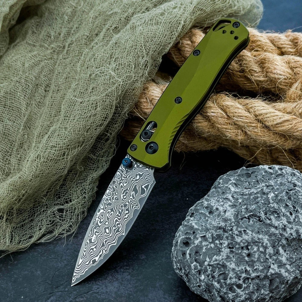 BM 533BK-2 Folding Knife & BM 533 Damascus Folding Knife with Pocket Clip Multi-functional Fishing Portable Outdoor EDC Knives