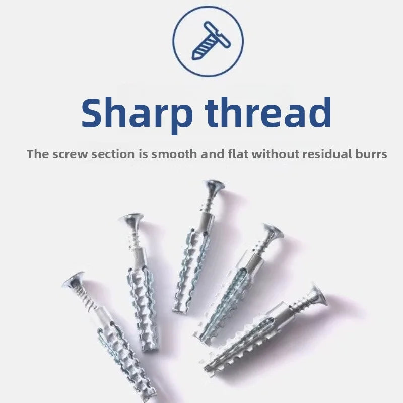 50/100Sets Metal Expansion Tube Self Tapping Screws Sets Drilling Plug Screw for Concrete Wall Anchors Fasteners Bolts Kits