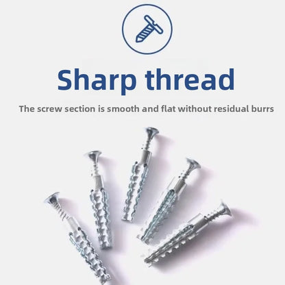 50/100Sets Metal Expansion Tube Self Tapping Screws Sets Drilling Plug Screw for Concrete Wall Anchors Fasteners Bolts Kits
