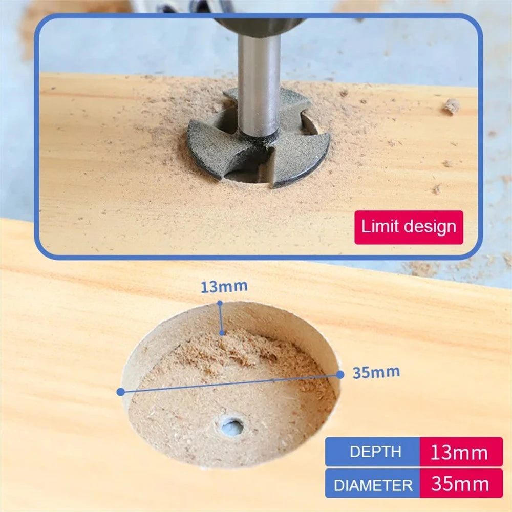 35mm Woodworking Hinge Hole Opener,Carbide Forstner Drill Bit,Drilling Tool for Plywood Gypsum Board Tabletop Door&Cabinet Board