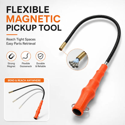 Magnetic Pickup Tool, Flexible Spring Grip Grabber for Nut Bolt Pickup, Adjustable Rod Stick, Repair Hand Tool
