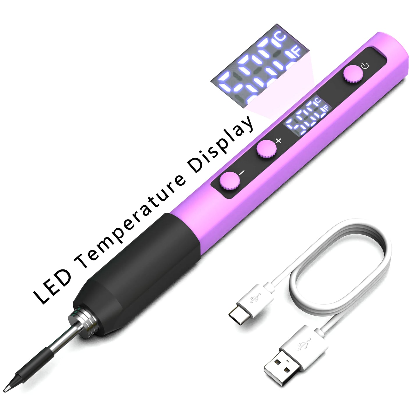 USB Portable Mini Digital Display Soldering Iron Kit with Fast Heating, Adjustable Temperature, and Plug-in Design