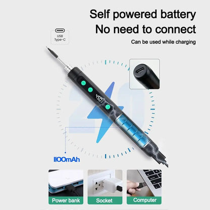 5V/15W Digital Display Soldering Iron Welding Repair Tool Cordless USB Soldering Iron Adjustable Temperature Speed Heating
