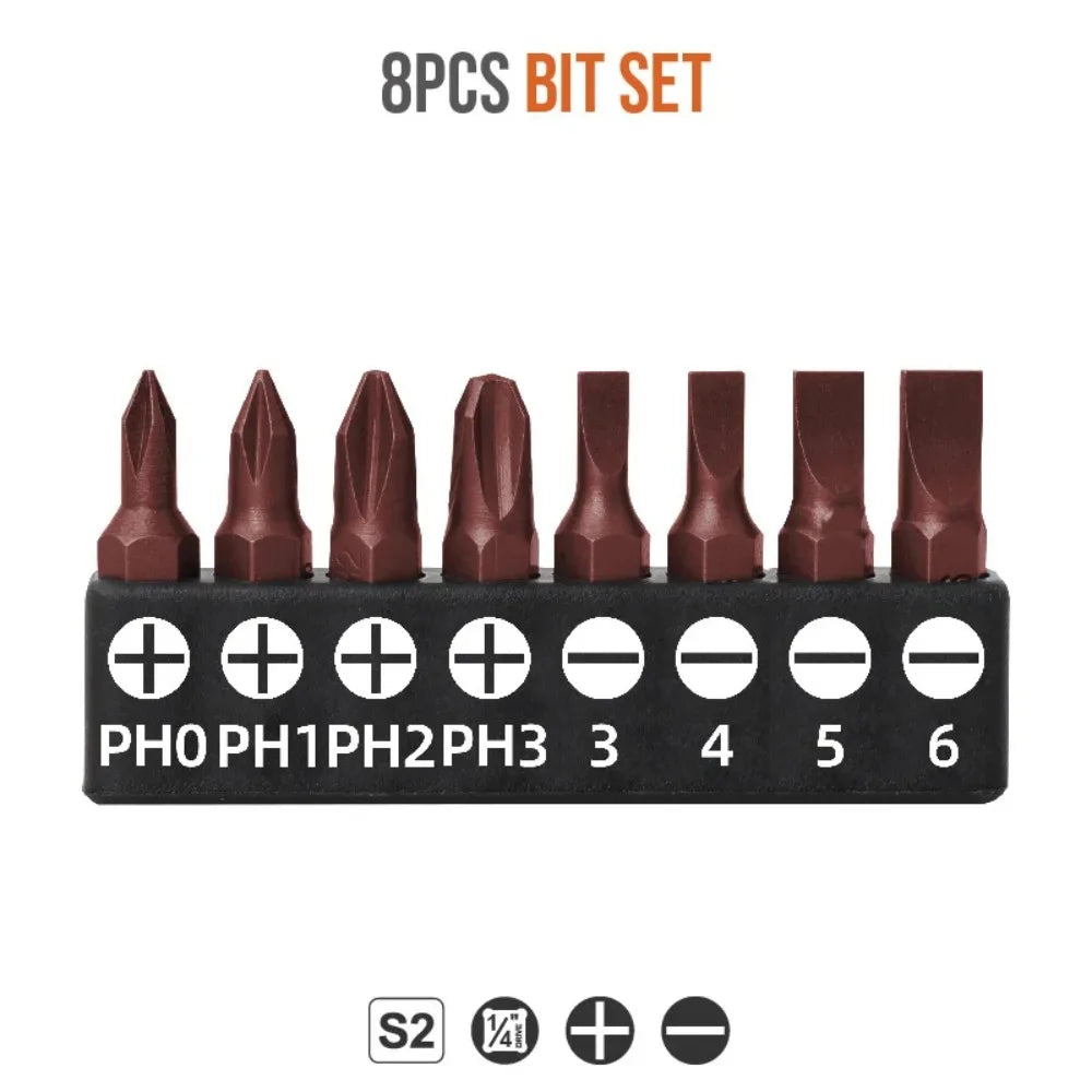 1/4 (6.35mm) Hi-Spec Ratchet Screwdriver Bit Set Multifunctional Magnetic Bit Driver Holder Handle Slotted Hex Torx Phillips Bit
