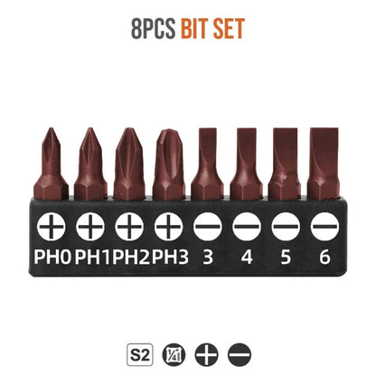 1/4 (6.35mm) Hi-Spec Ratchet Screwdriver Bit Set Multifunctional Magnetic Bit Driver Holder Handle Slotted Hex Torx Phillips Bit